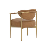 Heloise Cognac Leather & Gold Dining Armchair