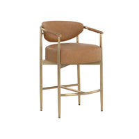 Heloise Cognac Leather & Gold Counter Stool | Bone & Brass