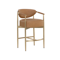 Heloise Cognac Leather & Gold Counter Stool