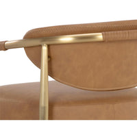 Heloise Cognac Leather & Gold Counter Stool - Stool Seat Detail | Bone & Brass