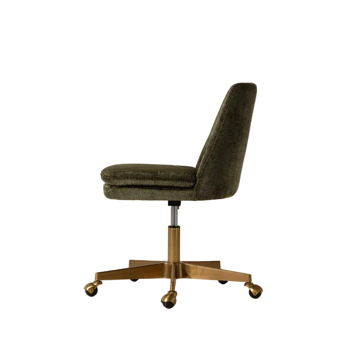 Berget Olive Green & Gold Office Chair - Chair Upholstery Detail | Bone & Brass