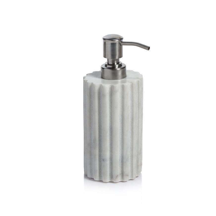 Calabria White Scalloped Marble Soap Dispenser | Bone & Brass