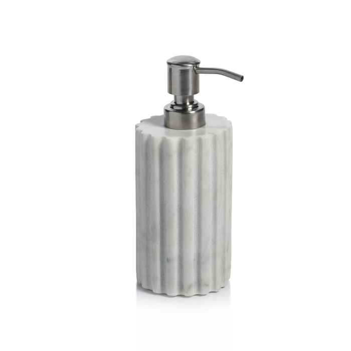 Calabria White Scalloped Marble Soap Dispenser