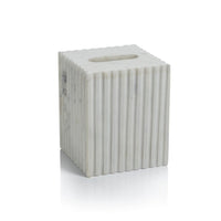 Calabria White Scalloped Marble Tissue Box Cover | Bone & Brass
