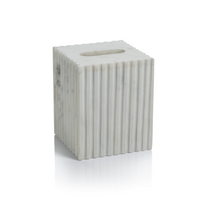 Calabria White Scalloped Marble Tissue Box Cover