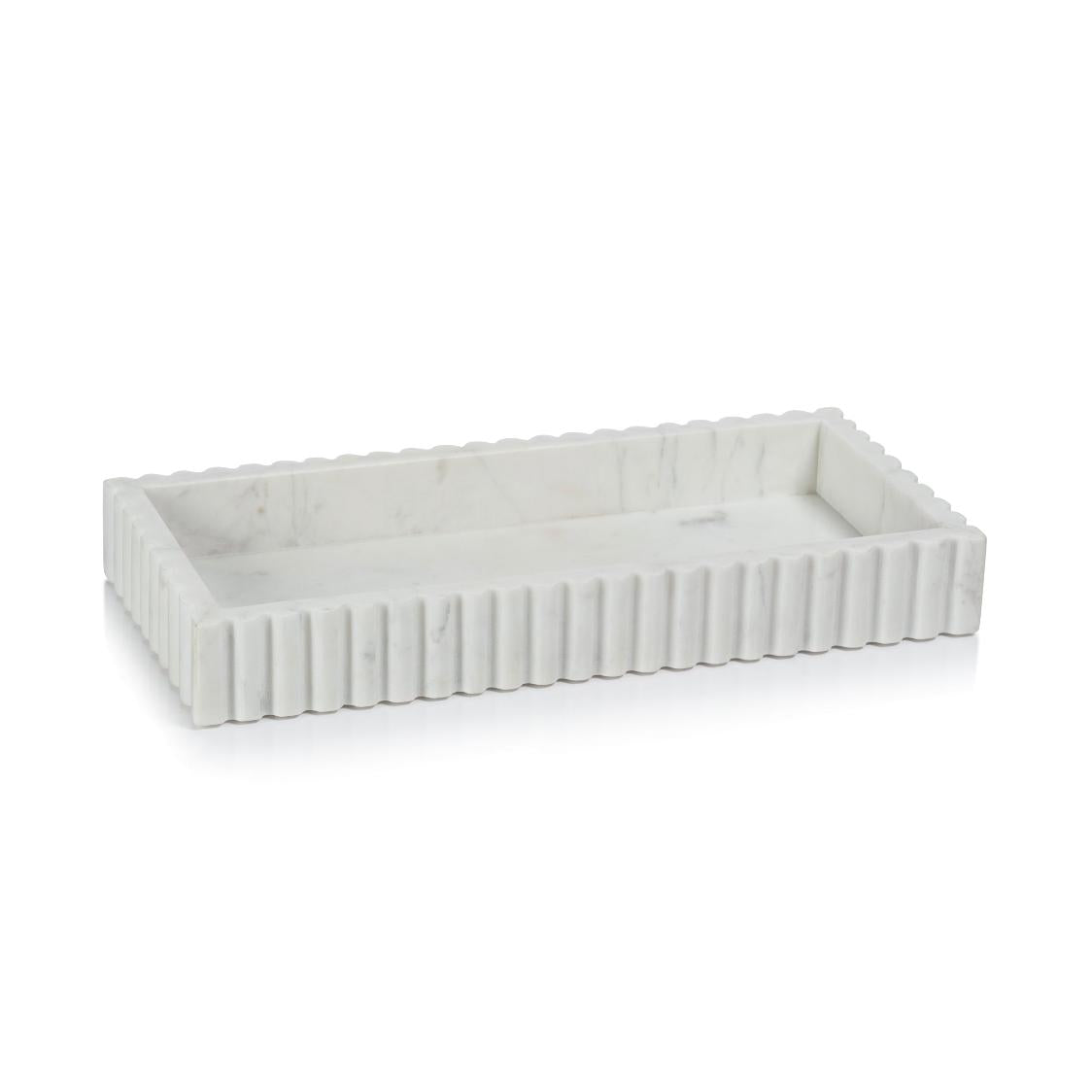 Calabria White Scalloped Vanity Marble Tray | Bone & Brass