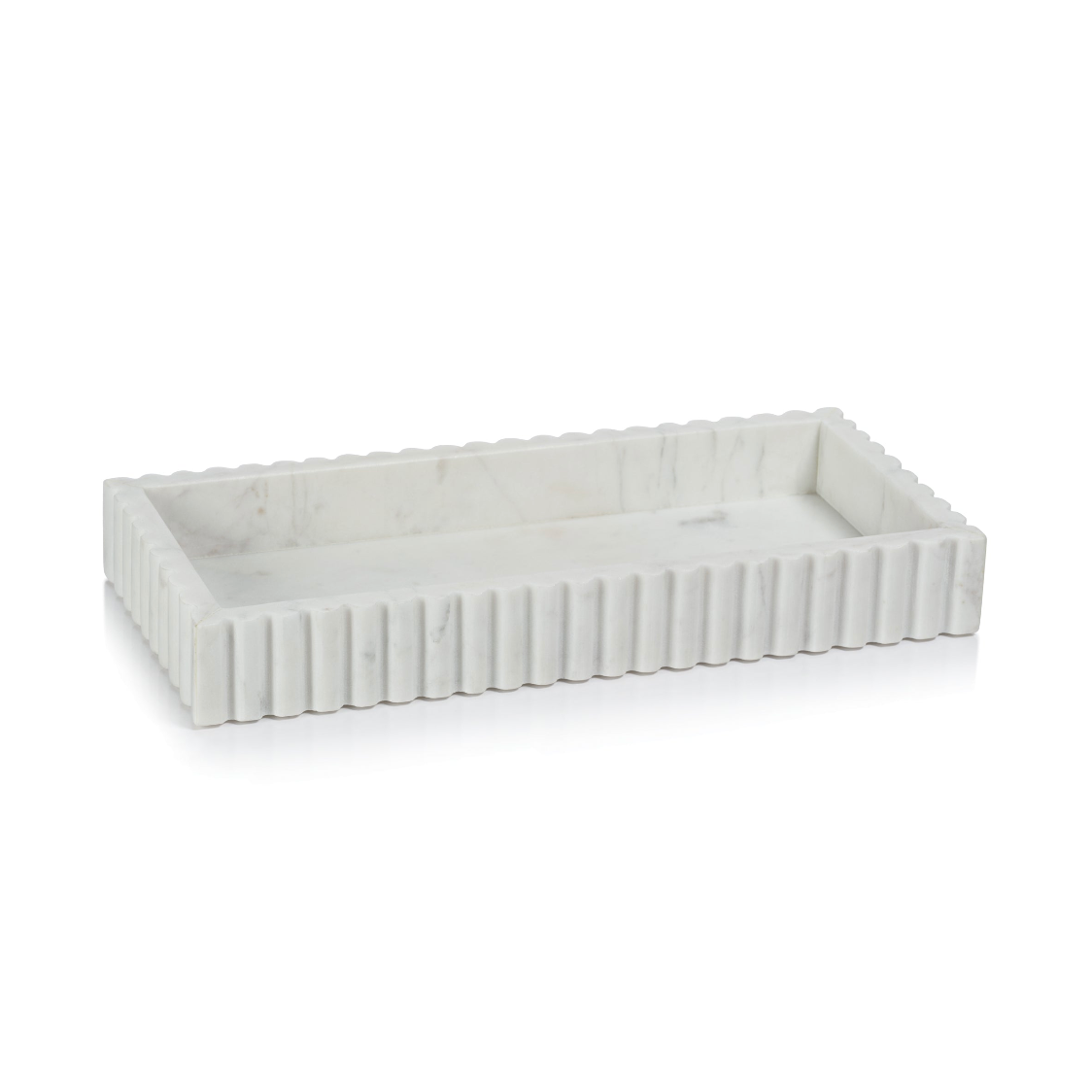 Calabria White Scalloped Vanity Marble Tray
