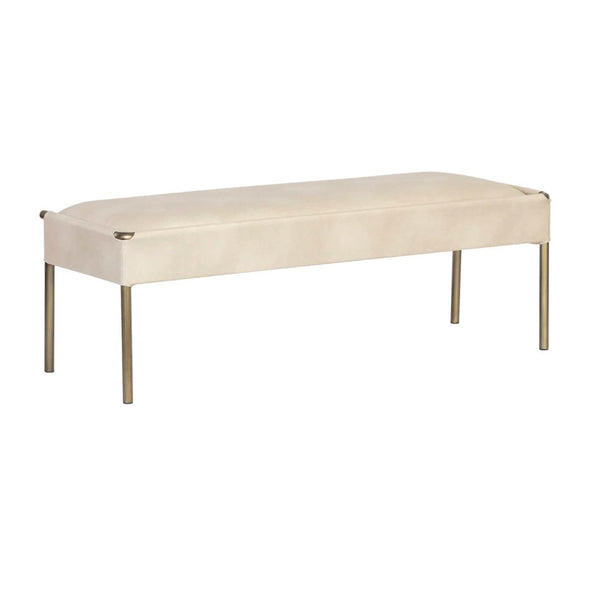 Bellevue Upholstered Bench - Bravo Cream - Bench Side View | Bone & Brass