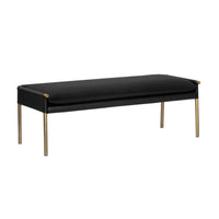 Bellevue Upholstered Bench - Bravo Black Leather | Bone & Brass