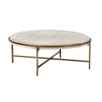 Ethel Tufted Ivory Round Ottoman | Bone & Brass