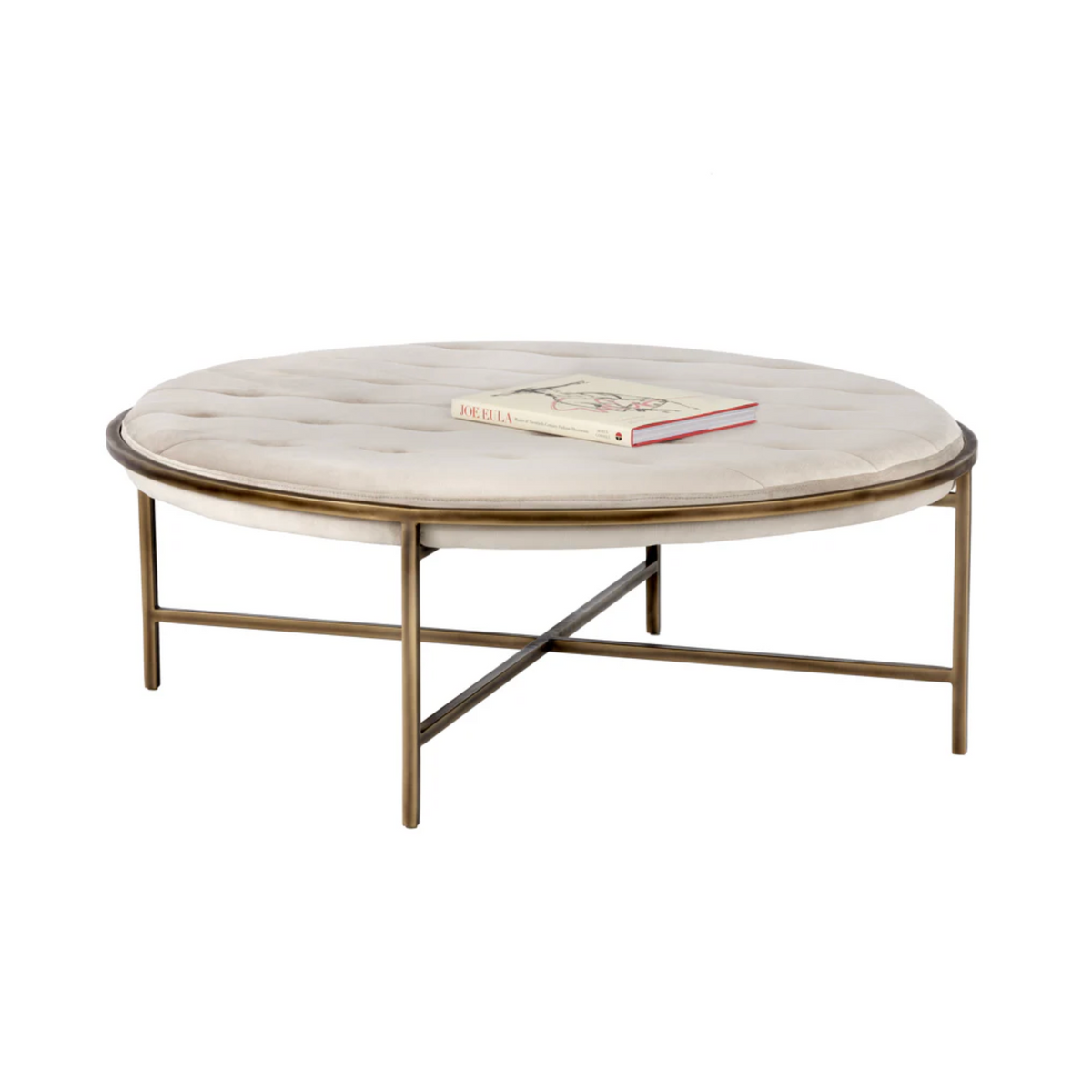 Ethel Tufted Ivory Round Ottoman