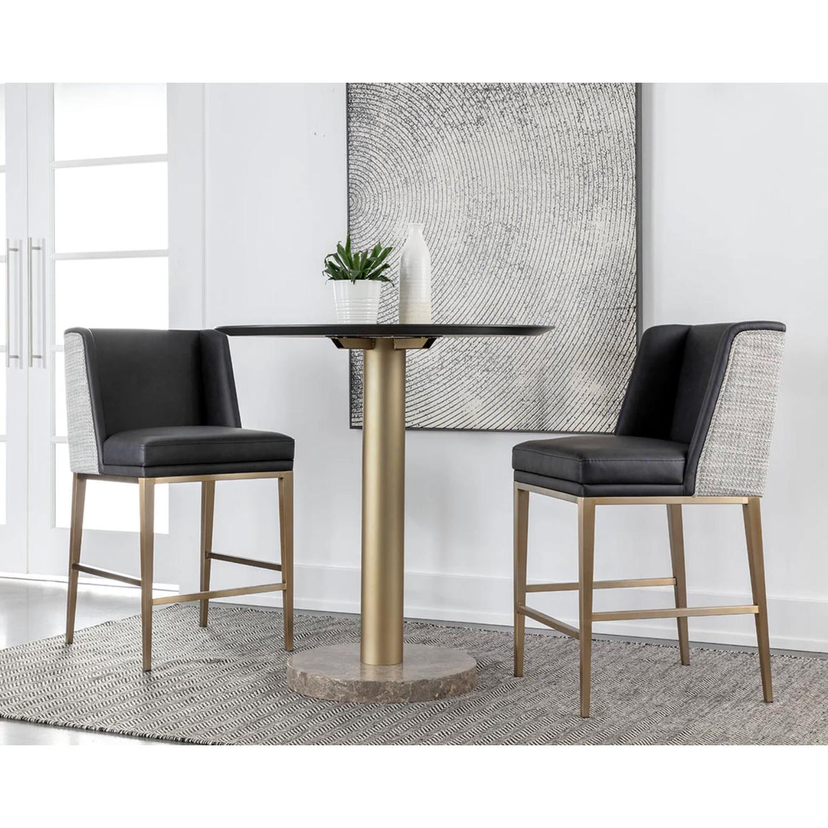 Joplin Counter Stool - Cantina Black|Vera White Pepper - Stool Side View | Bone & Brass