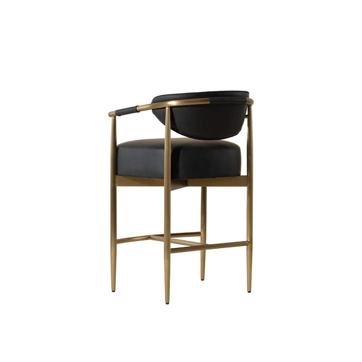 Heloise Counter Stool - Bravo Black & Brushed Gold - Stool Seat Detail | Bone & Brass