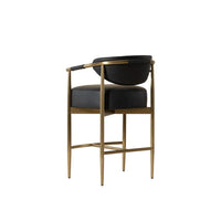 Heloise Counter Stool - Bravo Black & Brushed Gold - Stool Seat Detail | Bone & Brass