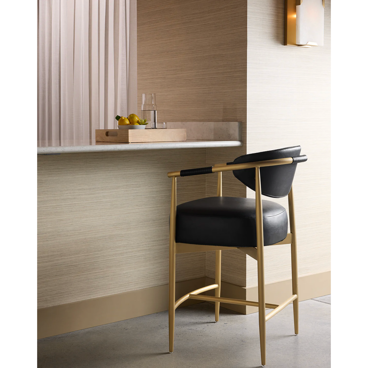 Heloise Counter Stool - Bravo Black & Brushed Gold