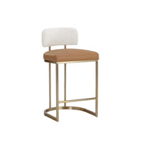 Larissa Counter Stool - Napa Cognac|Rhea Light Barley | Bone & Brass