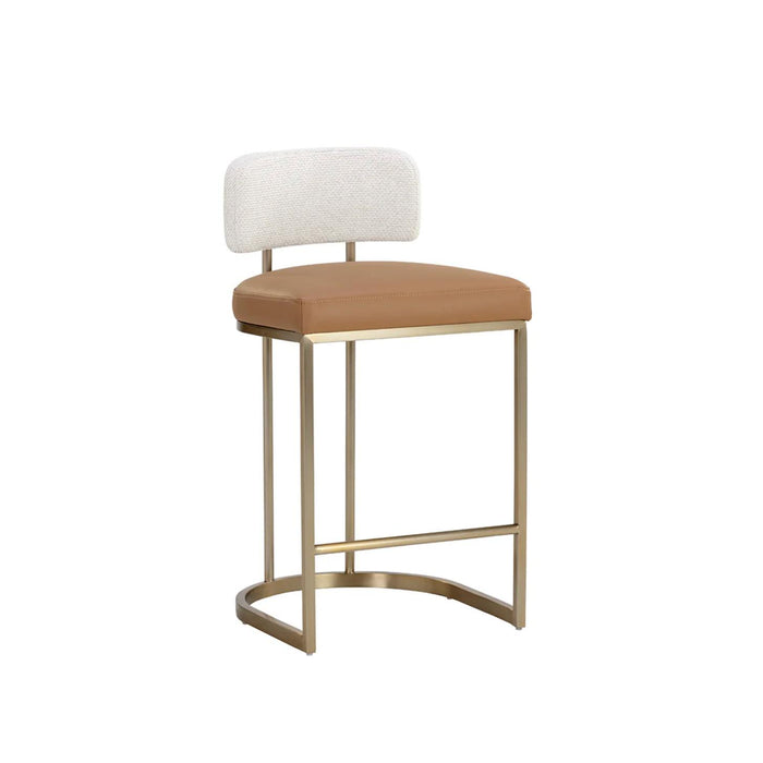Larissa Counter Stool - Napa Cognac|Rhea Light Barley | Bone & Brass