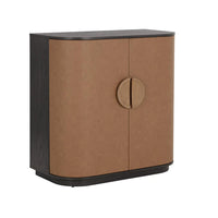 Dresden Smoke Grey & Cognac Leather Bar Cabinet | Bone & Brass