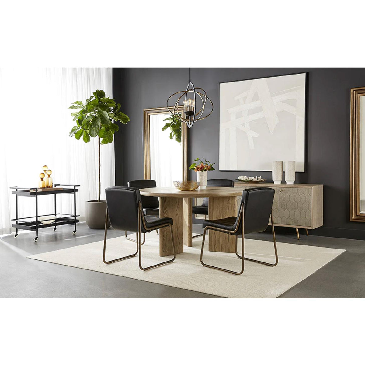Livingston Black Bar Cart - Bar Cart Shelf Detail | Bone & Brass