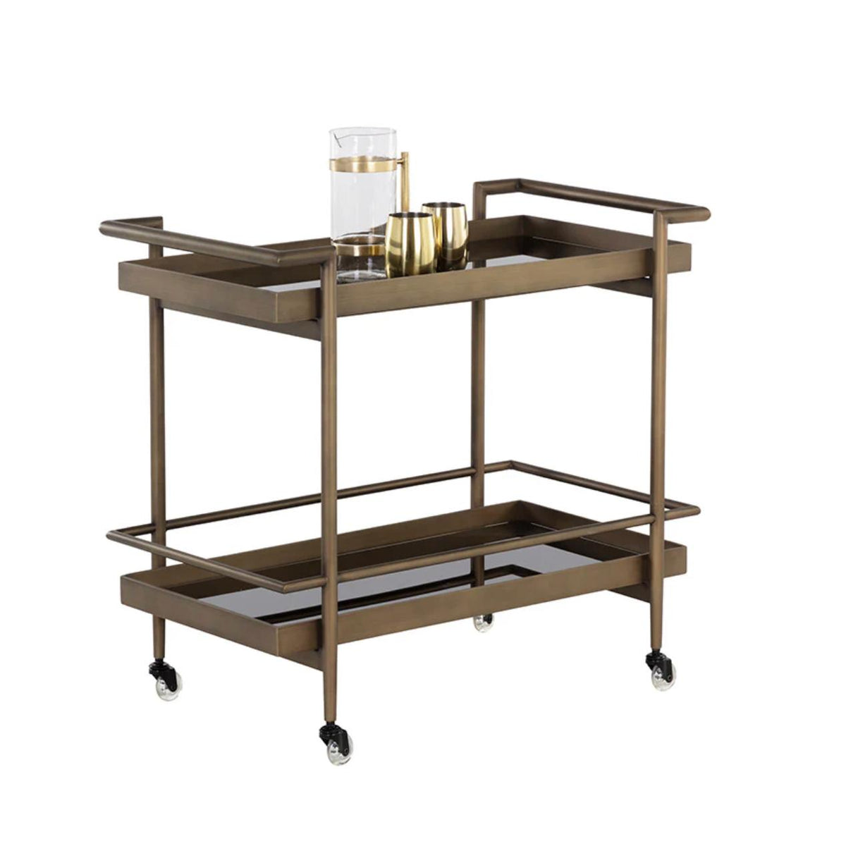 Livingston Antique Brass Bar Cart | Bone & Brass