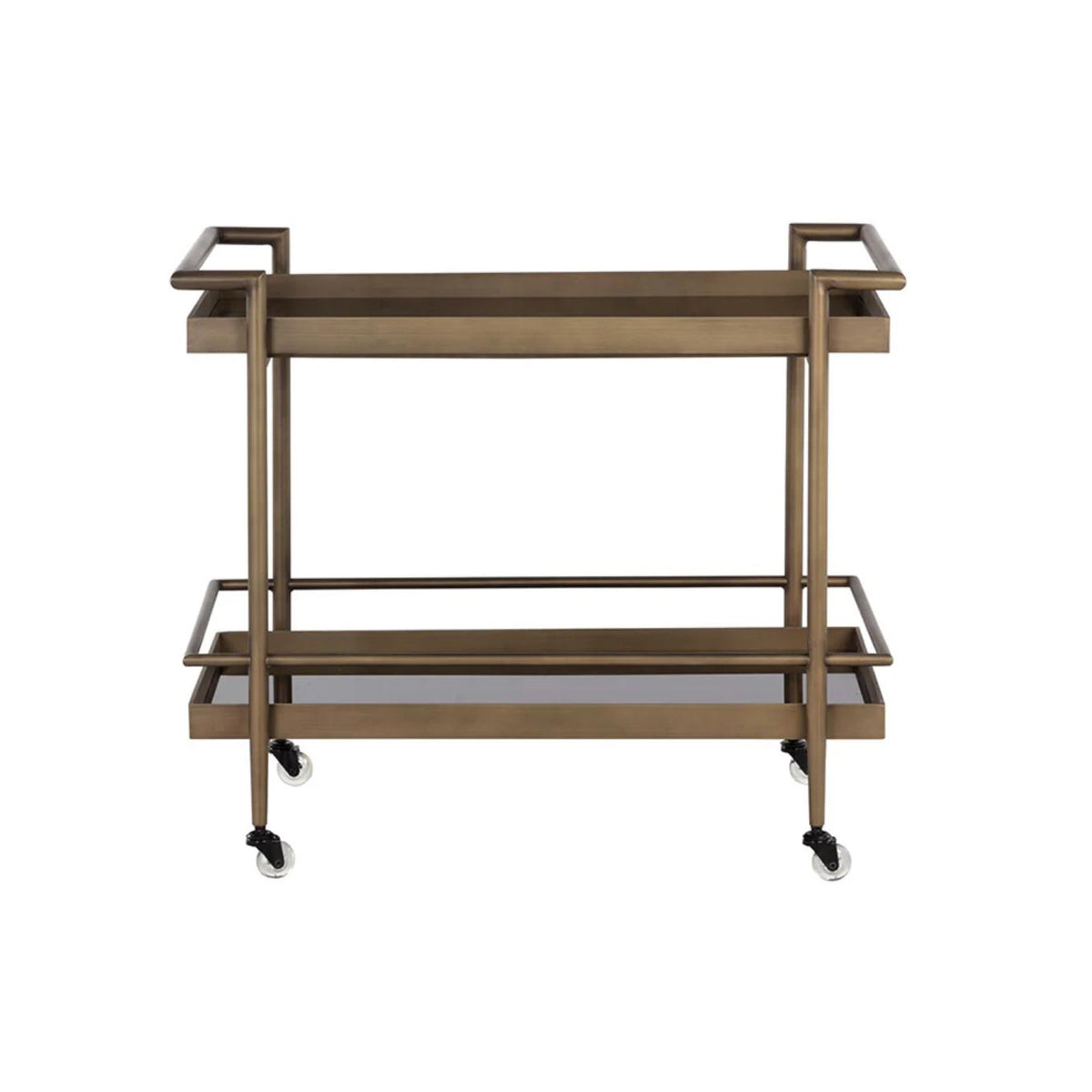 Livingston Antique Brass Bar Cart - Bar Cart Shelf Detail | Bone & Brass