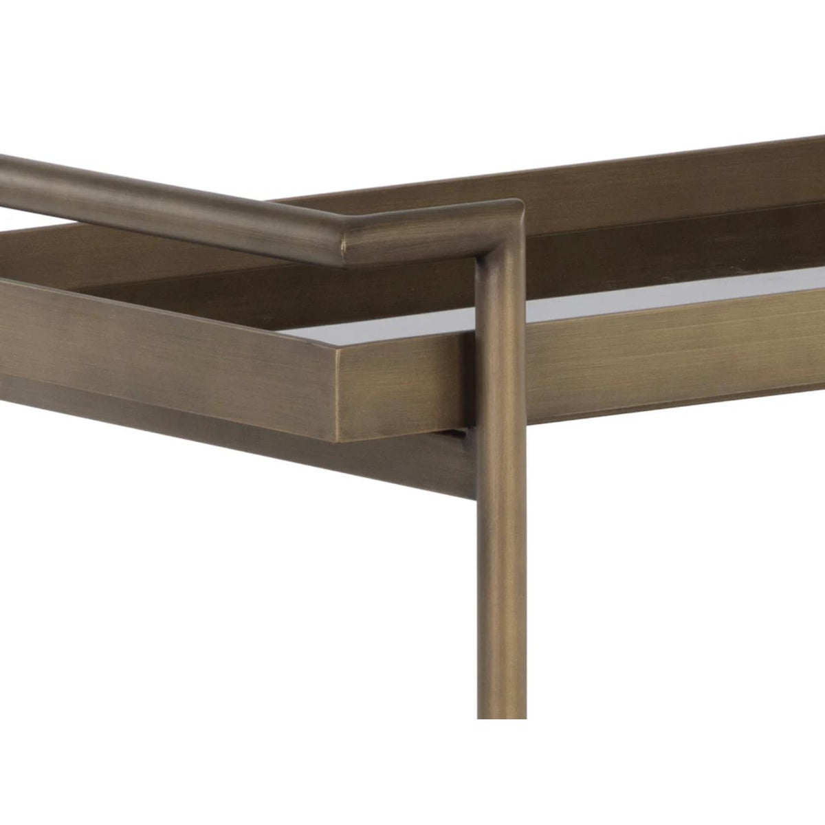 Livingston Antique Brass Bar Cart - Bar Cart Side View | Bone & Brass