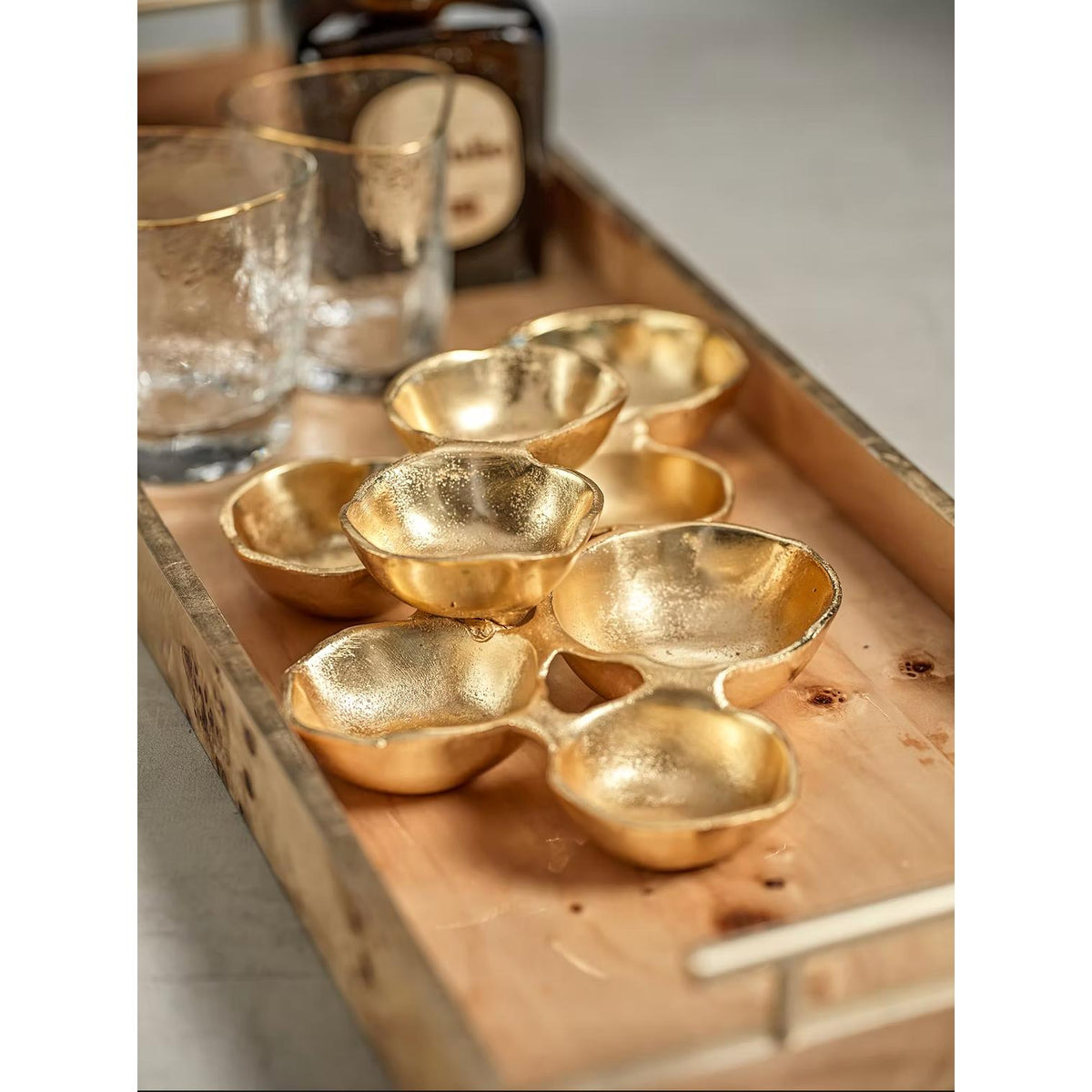 Ohanna Cluster of 8 Gold Serving Bowls - Bowl Detail | Bone & Brass