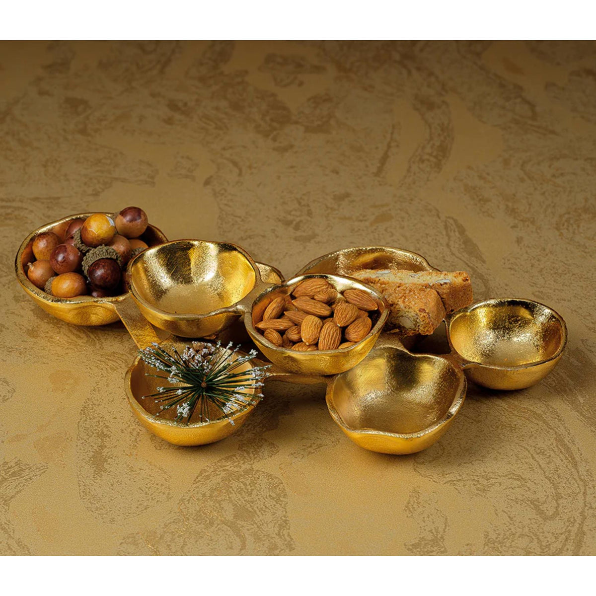 Ohanna Cluster of 8 Gold Serving Bowls - Bowl Top View | Bone & Brass