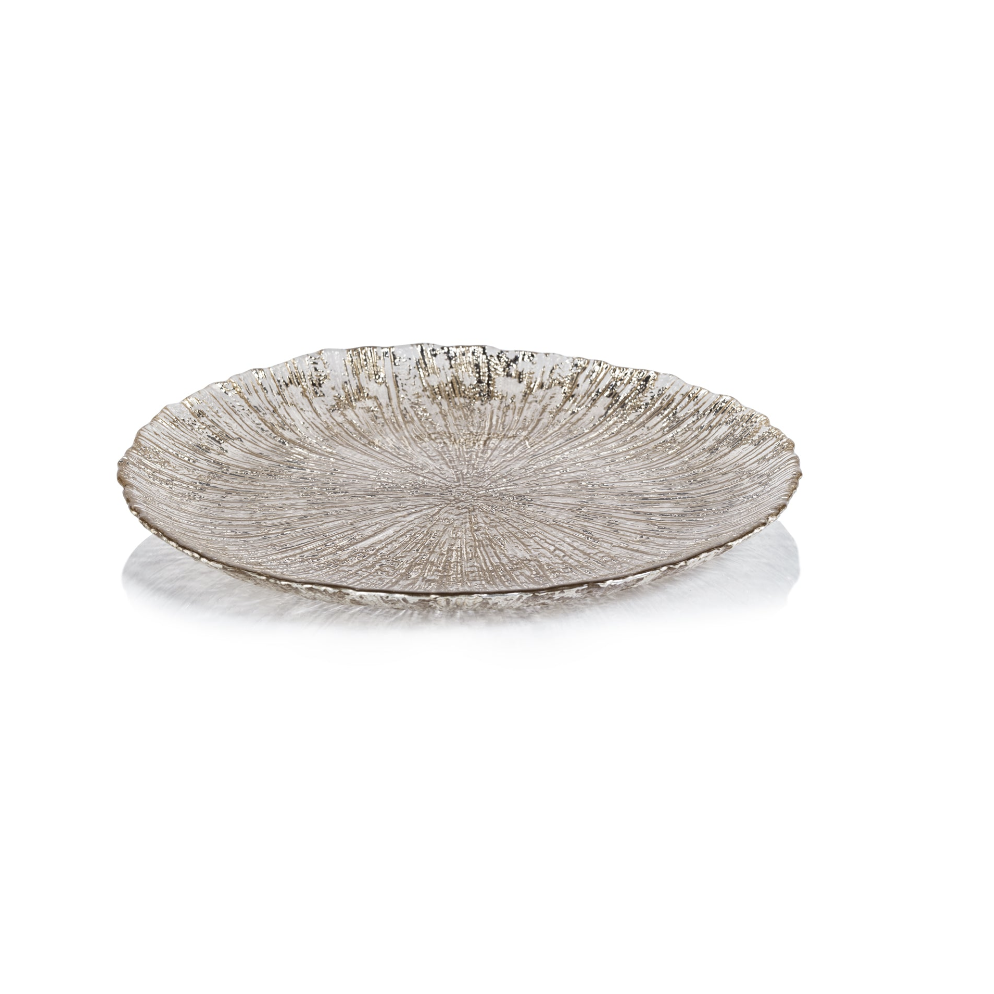 Luminara Golden Silver Fusion Glass Plate 8.25" Set of 6