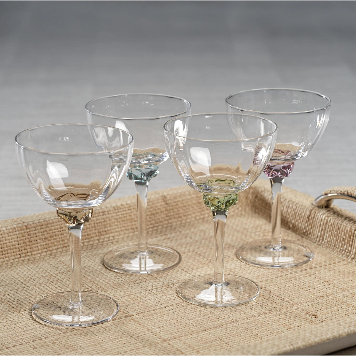 Colleen Jewel Stem Martini Cocktail Glasses, Set of 4 - Glass Close Up | Bone & Brass