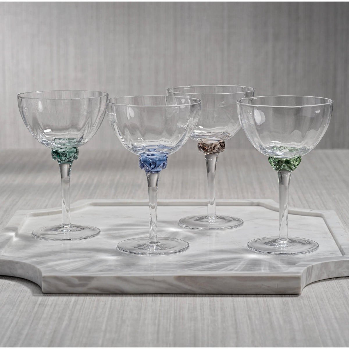 Colleen Jewel Stem Martini Cocktail Glasses, Set of 4 - Glass Detail | Bone & Brass