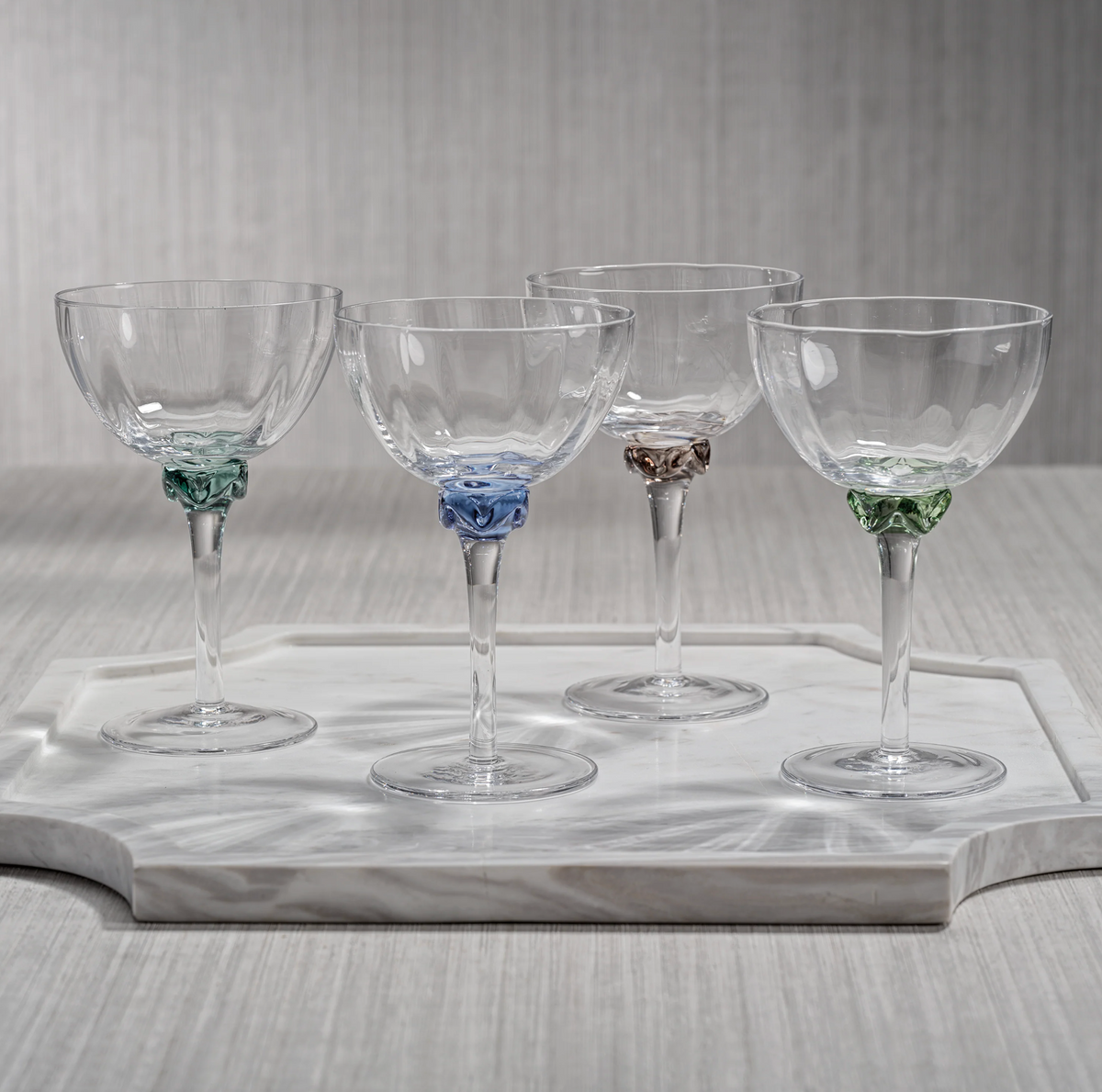 Colleen Optic Martini | Cocktail Glasses | Multicolor, Set of 4