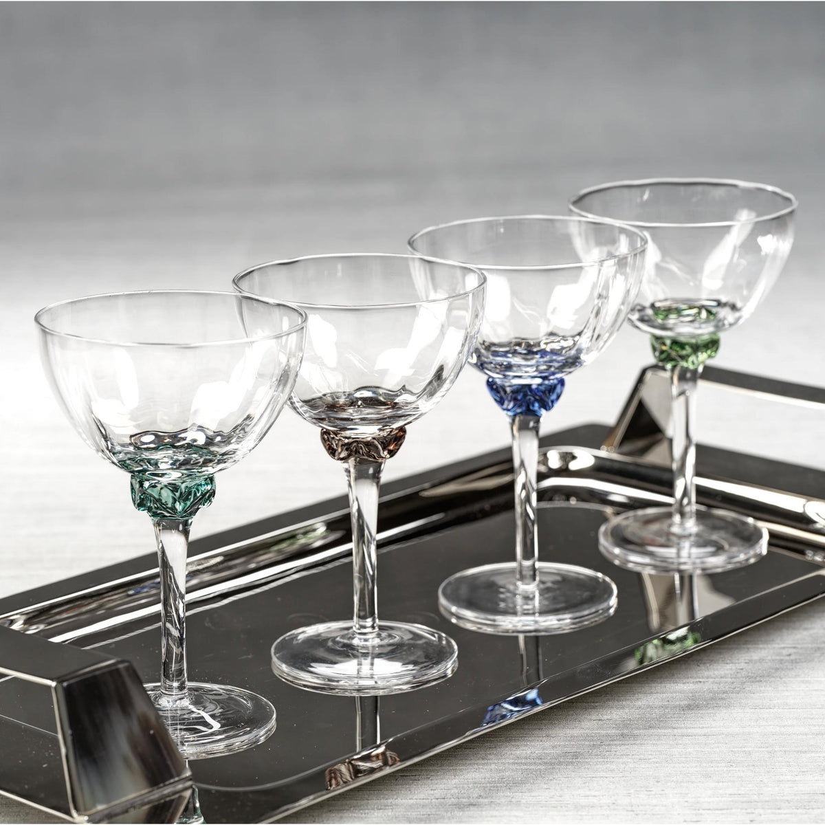 Colleen Jewel Stem Martini Cocktail Glasses, Set of 4 - Glass Detail | Bone & Brass