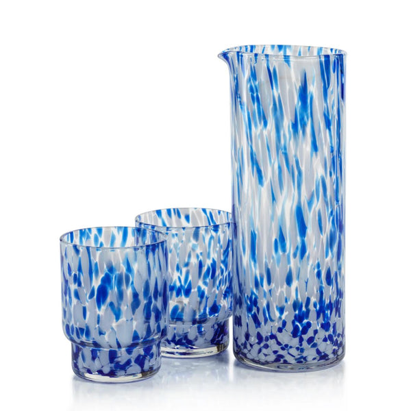 Adrian Blue & White Tortoise Tumbler Glasses, Set 6