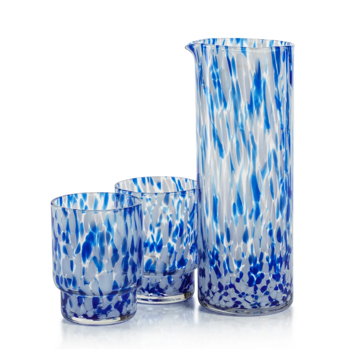 Adrian Blue & White Tortoise Tumbler Glasses, Set of 6