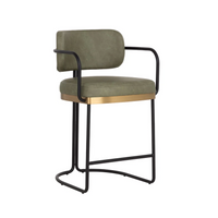 Jalen Pine Green & Brass Counter Stool
