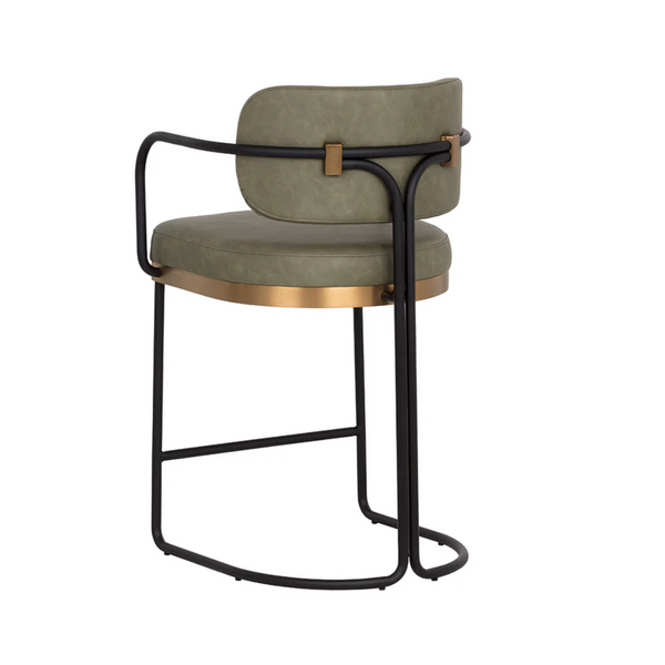 Jalen Pine Green & Brass Counter Stool