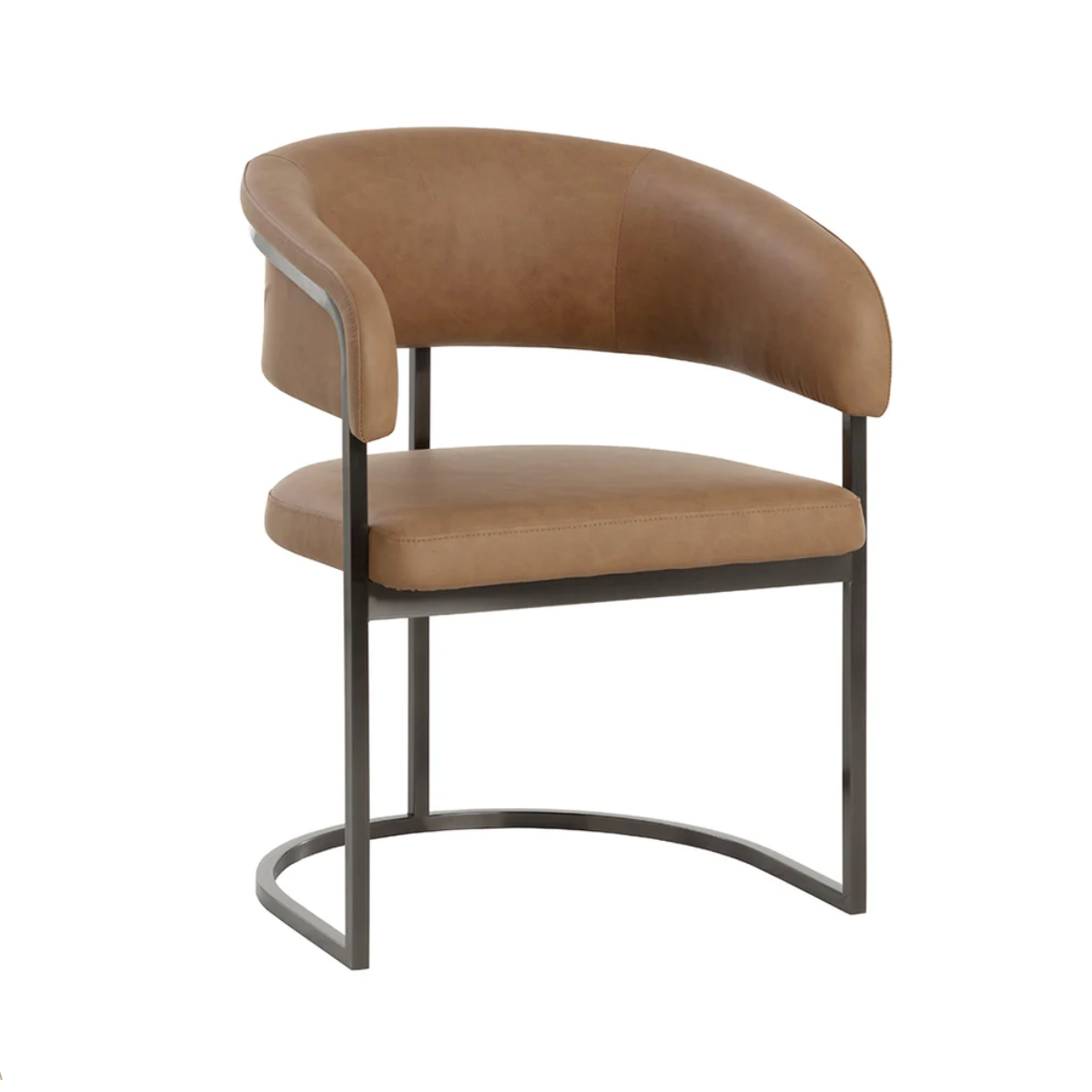 Marris Cognac & Gunmetal Dining Armchair