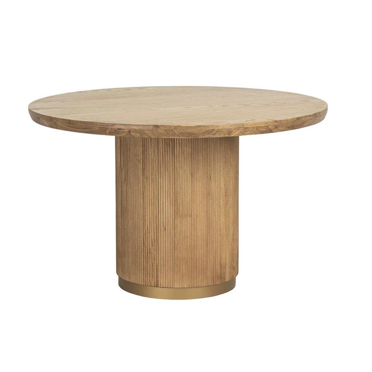 Kalla Round Rustic Oak & Brushed Gold Dining Table