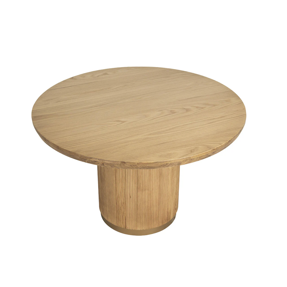 Kalla Round Rustic Oak & Brushed Gold Dining Table