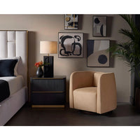 Emilie Tan Leather Swivel Lounge Chair - Chair Side View | Bone & Brass