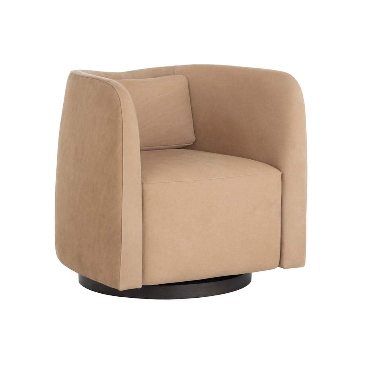 Emilie Tan Leather Swivel Lounge Chair | Bone & Brass
