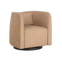 Emilie Tan Leather Swivel Lounge Chair