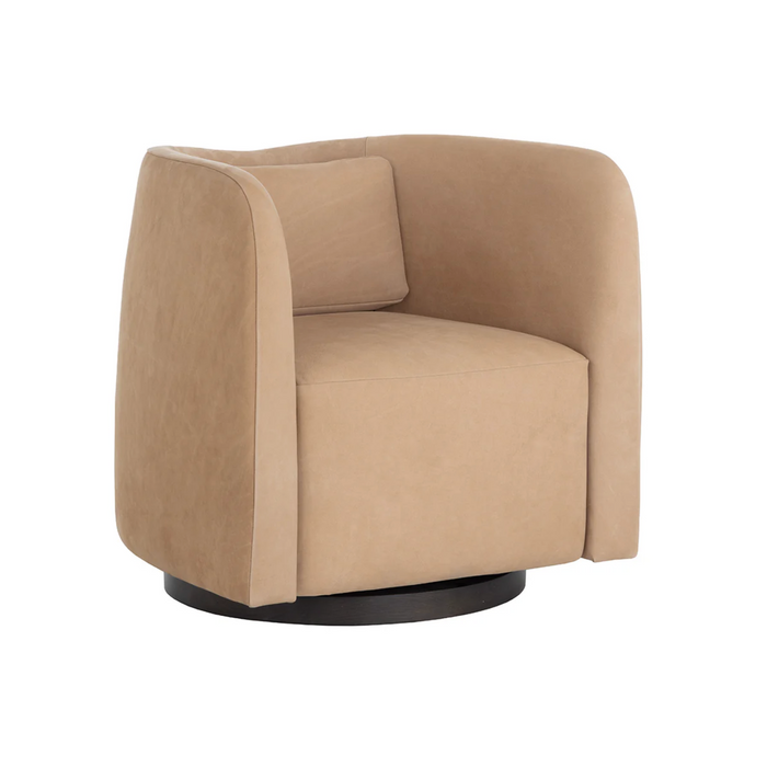 Emilie Tan Leather Swivel Lounge Chair