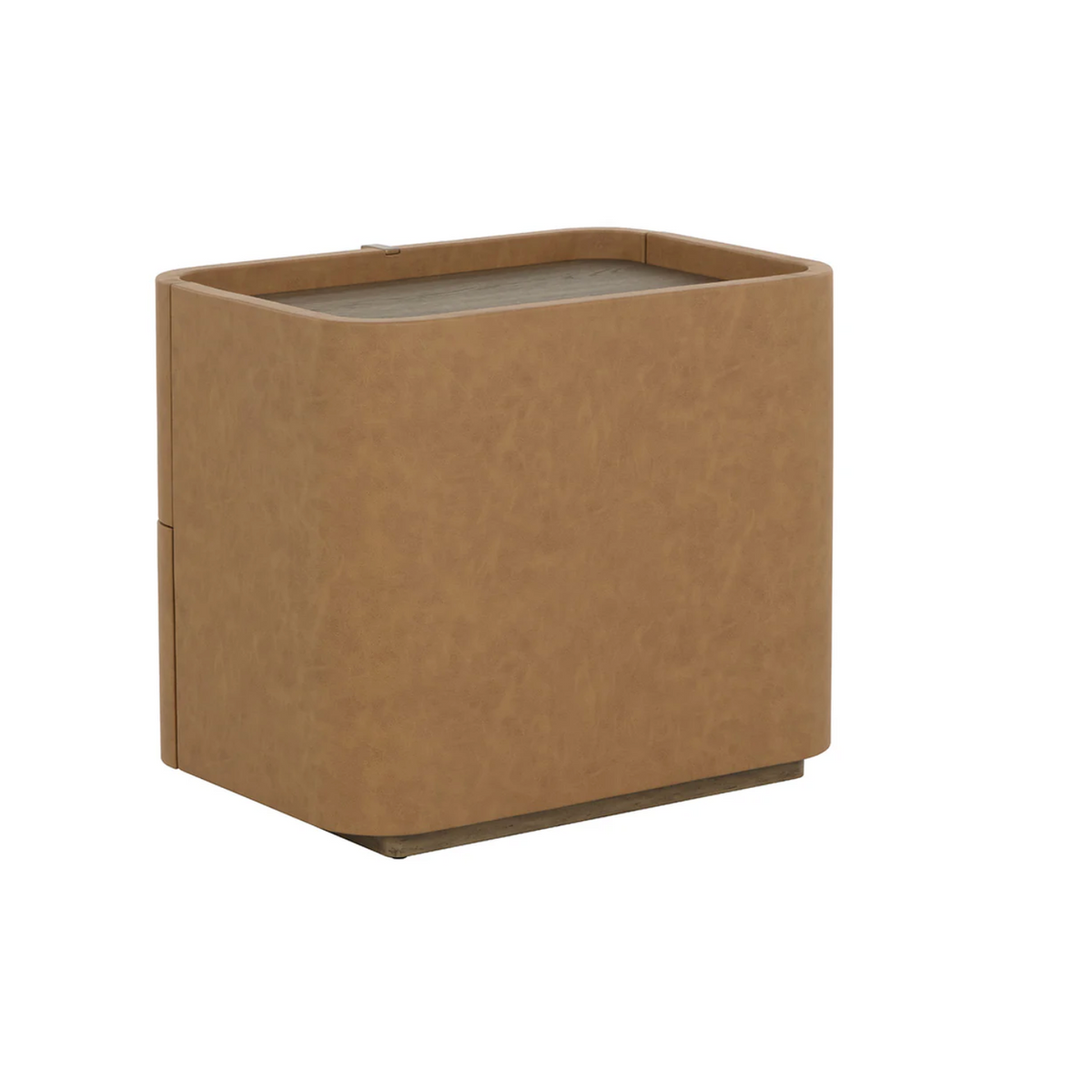 Jamille Cognac Leather Nightstand, Small