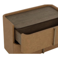 Jamille Cognac Leather Nightstand, Large