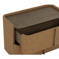 Jamille Cognac Leather Nightstand, Large