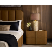 Jamille Cognac Leather Nightstand, Large