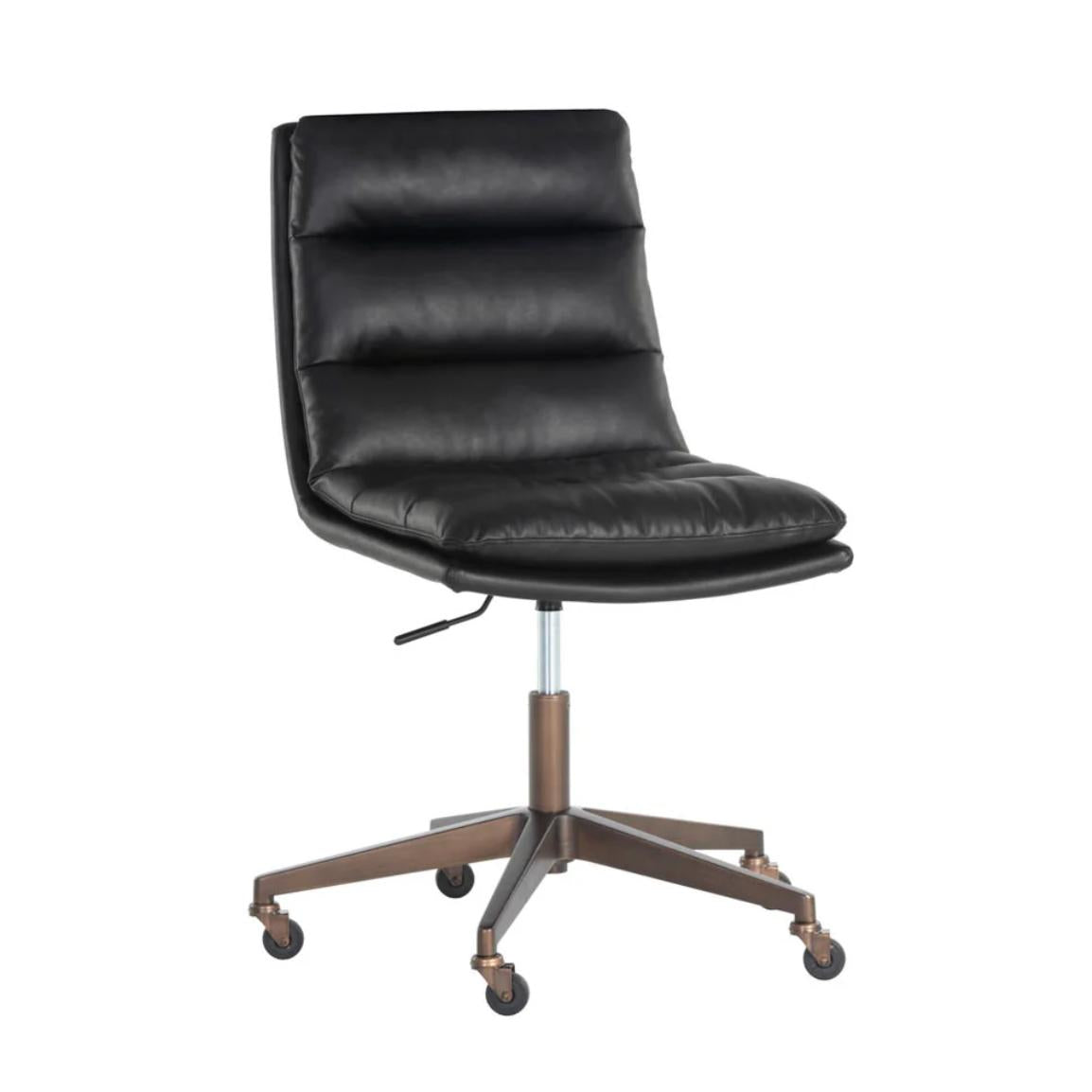 Stinson Black Leather Office Chair | Bone & Brass