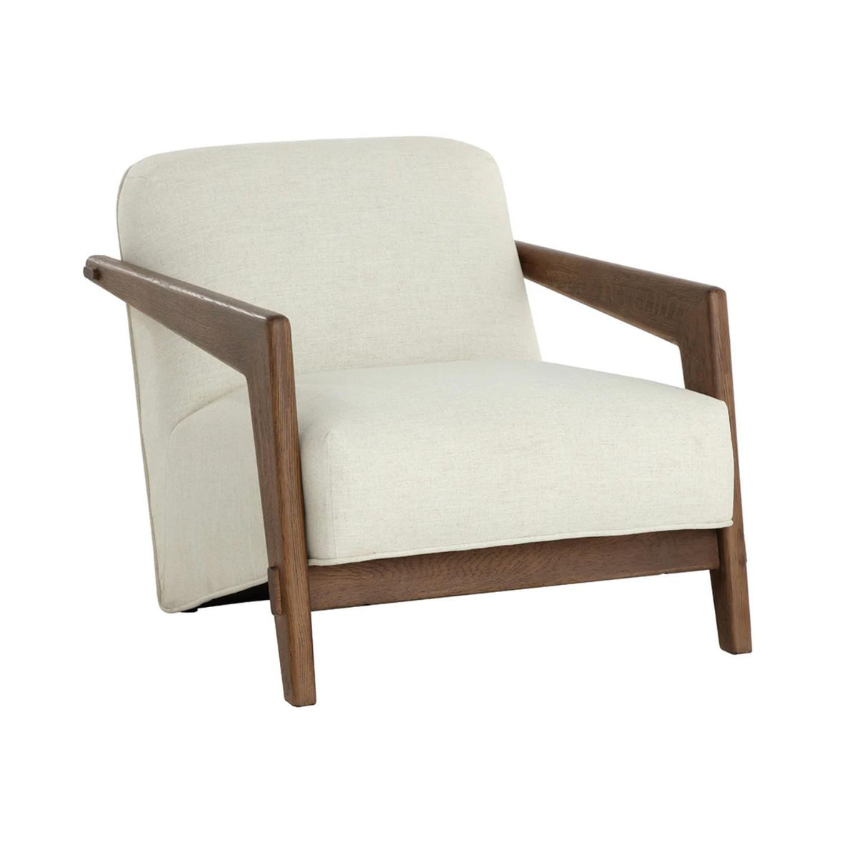 Bosco Ivory Linen & Oak Lounge Chair | Bone & Brass